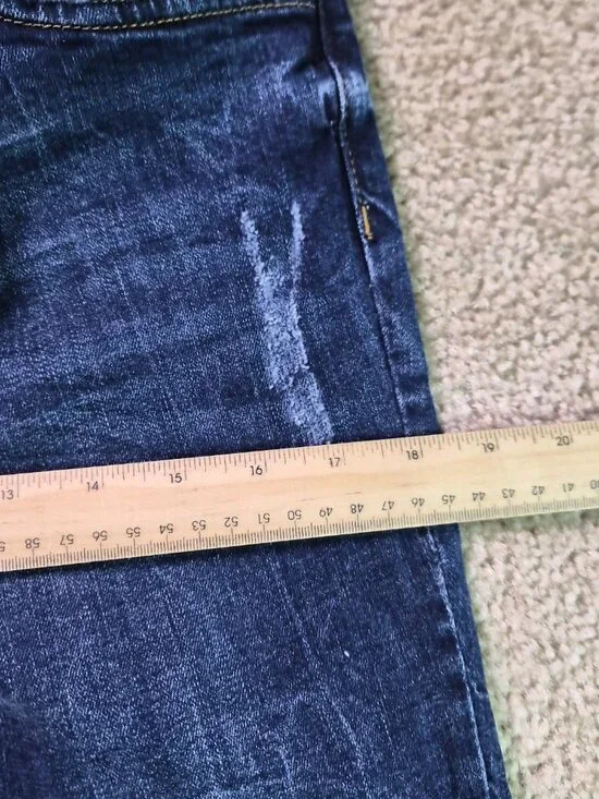 ZARA Basic Z1975 Women’s Blue  Mid Rise Skinny Jeans Size 12 Pearl Raw Hem F884 - Picture 9 of 12